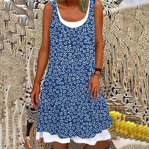 Fresh Sleeveless Print Mini Dress