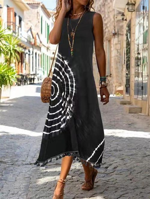 Women's Long Dress Maxi Dress Casual Dress Tank Dress Print Dress Tie Dye Streetwear Casual Outdoor Daily Vacation Asymmetric Print Sleeveless Crew Neck Dress Regular Fit Black Wine Blue Summer Spring
#9548579