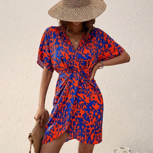 Bright Short Sleeve Print Mini Dress