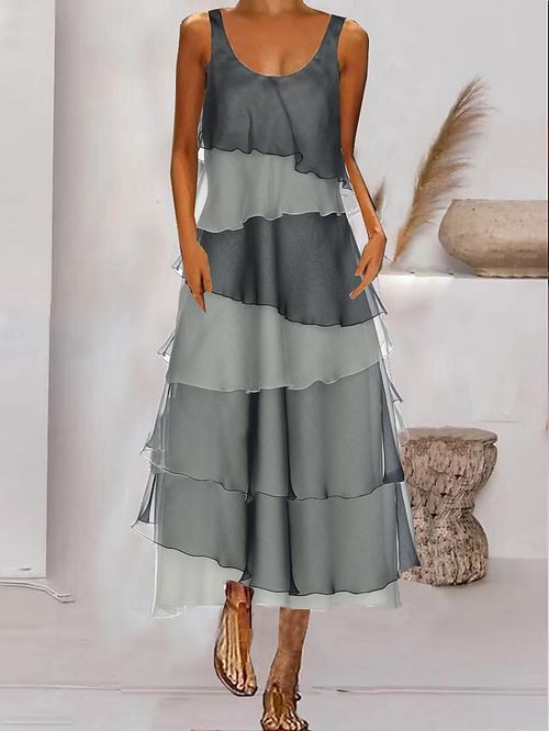 Women's Long Dress Maxi Dress Casual Dress Chiffon Dress Tank Dress Color Block Fashion Basic Outdoor Daily Holiday Layered Sleeveless Strap Dress Regular Fit Gray Summer Spring S M L XL XXL
#9550319