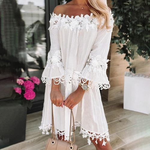 SImple White Off the Shoulder Mini Dress