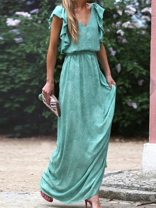 Women's Long Dress Maxi Dress Casual Dress Summer Dress Pure Color Streetwear Casual Daily Holiday Going out Ruffle Drawstring Sleeveless V Neck Dress Regular Fit Black Green Summer Spring S M L XL
#9545771