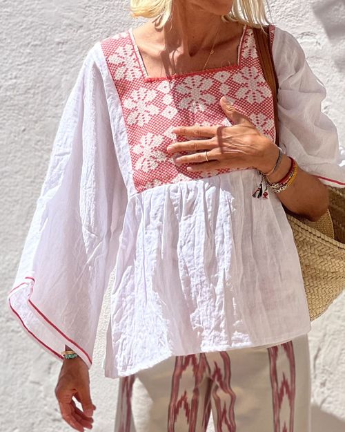 Resort-style linen blouse b319