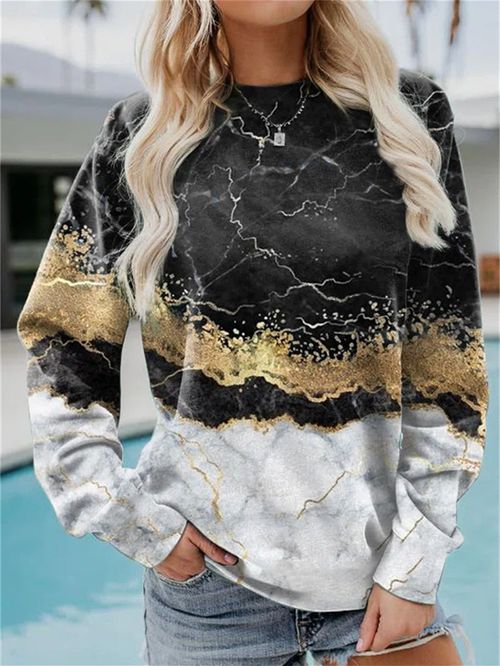 Women's Floral Long Sleeve Scoop Neck Printed Tops