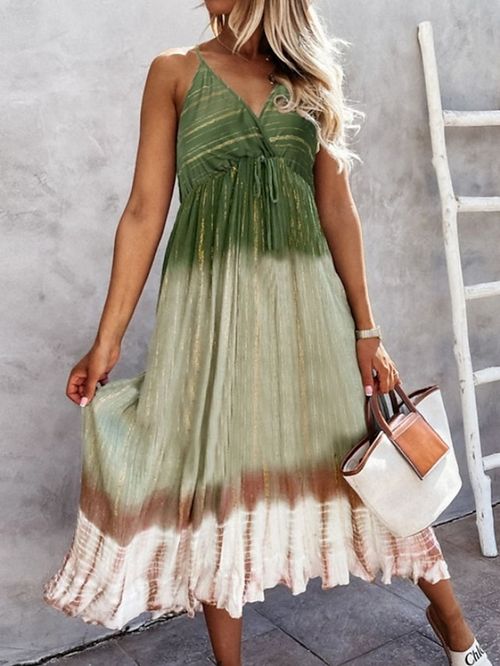 Women's Long Dress Maxi Dress Strap Dress Summer Dress Tie Dye Ombre Fashion Casual Daily Holiday Date Ruched Drawstring Sleeveless Strap Dress Regular Fit Blue Orange Green Summer Spring S M L XL XXL
#9548126