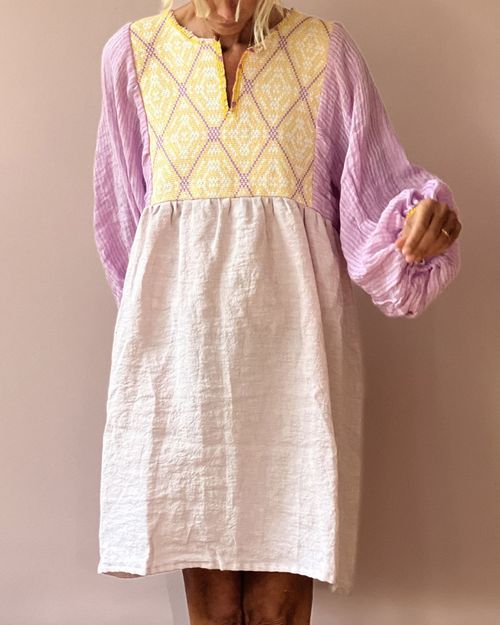 Resort-style panelled linen dress d36b