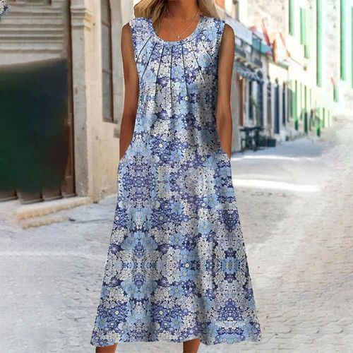 Chic Sleeveless Round Neck Midi Dress