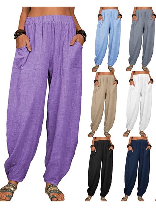 Women's Casual Pocket Loose Trousers