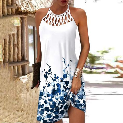 Chic Print Halter Mini Dress