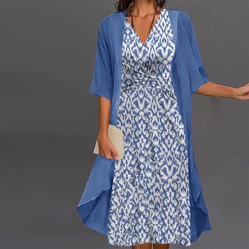 Breezy Blue Half Sleeve Midi Dress