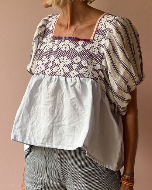 Resort-style panelled linen top 2a60