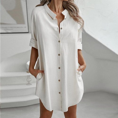 Distinctive Plain 3/4 Sleeve Mini Dress