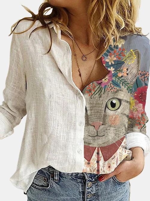 Printed casual long sleeve shirt