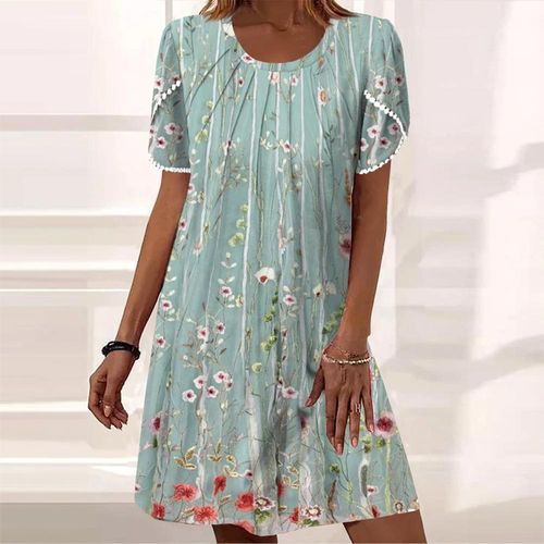 Modern Short Sleeve Round Neck Mini Dress