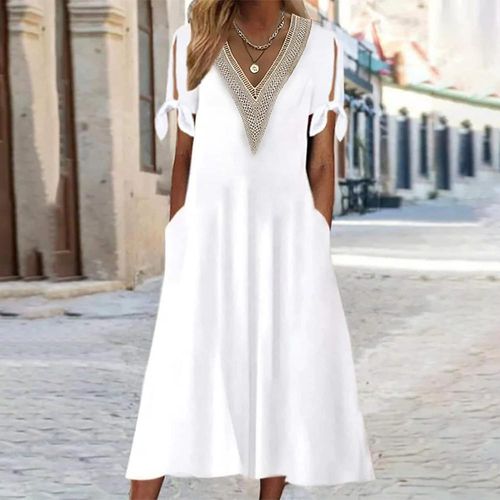 Classy Plain Side Pocket Midi Dress