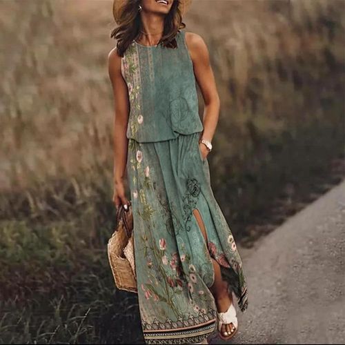 Trendy Sleeveless Round Neck Maxi Dress