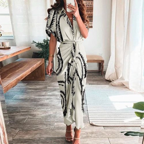 Groovy Short Sleeve Print Maxi Dress