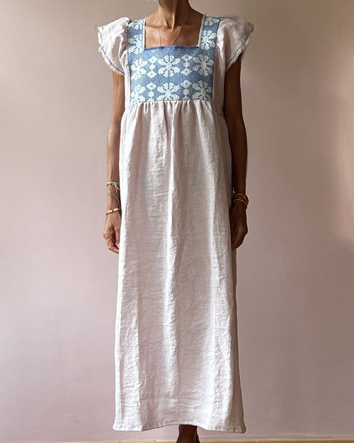 Resort-style panelled linen dress 52df