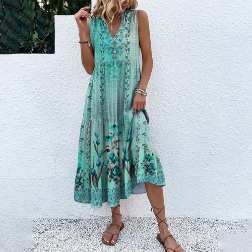 Groovy Sleeveless Print Midi Dress