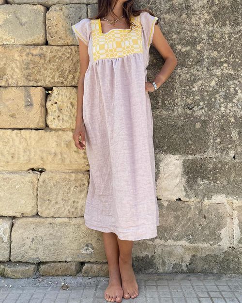 Resort-style panelled linen dress 3ef6