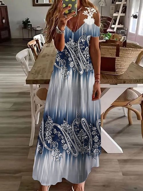 Women's Long Dress Maxi Dress Casual Dress Lace Dress A Line Dress Floral Paisley Color Gradient Retro Vintage Outdoor Daily Date Lace Patchwork Short Sleeve Strap Dress Regular Fit Yellow Blue Green
#9531038