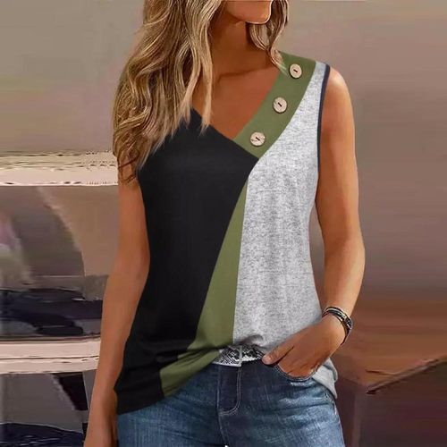 Distinctive Color Block Sleeveless Tank Top