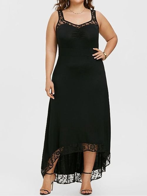 Women's Plus Size Party Dress Sheath Dress Black Dress Solid Color Long Dress Maxi Dress Sleeveless Lace Patchwork Spaghetti Strap Fashion Party Black White Summer Spring L XL XXL 3XL 4XL
#9547929