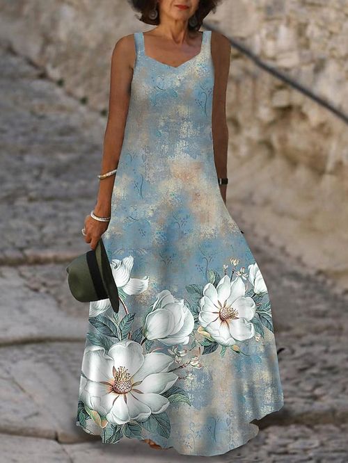 Women's Long Dress Maxi Dress Casual Dress A Line Dress Summer Dress Floral Fashion Streetwear Daily Date Going out Print Sleeveless Strap Dress Regular Fit Yellow Blue Summer Spring S M L XL XXL
#9533163