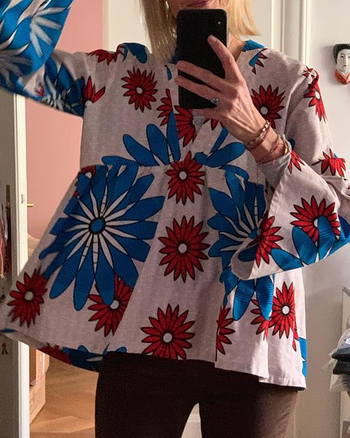 Vintage floral printed blouse a49a