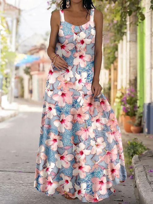 Women's Long Dress Maxi Dress Casual Dress A Line Dress Summer Dress Floral Fashion Streetwear Daily Date Going out Print Sleeveless Strap Dress Regular Fit Pink Navy Blue Blue Summer Spring S M L XL
#9547144