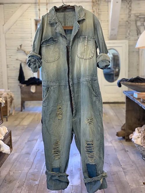 Hollow Out Distressed Casual Women's Jumpsuit