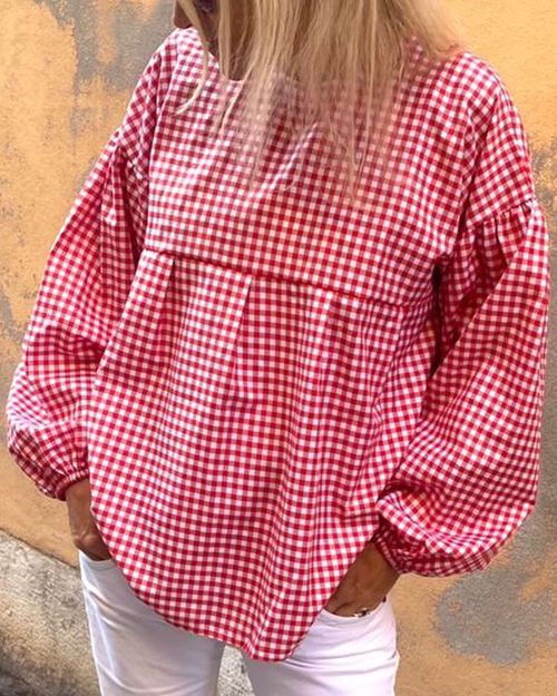 Plaid printed loose top 9a4f