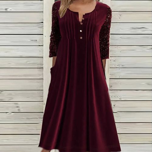 Burgundy Side Pocket Midi Dress