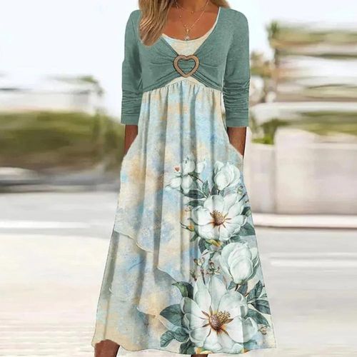 Twofer Green Floral Print Maxi Dress