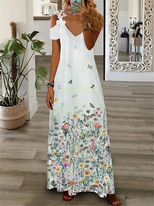 Women's Long Dress Maxi Dress Casual Dress Lace Dress A Line Dress Floral Fashion Streetwear Outdoor Daily Date Lace Patchwork Short Sleeve Strap Dress Regular Fit White Navy Blue Blue Summer Spring
#9531135