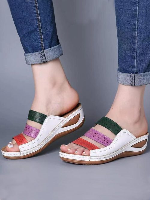 Women's Summer Flat Arch Support Wide Width Orthopedic Slide Casual Walking Orthotic Flip Flops