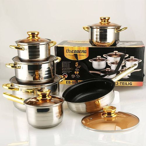 Composite bottom non-stick cookware, stainless steel, multi-functional kitchen cookware set