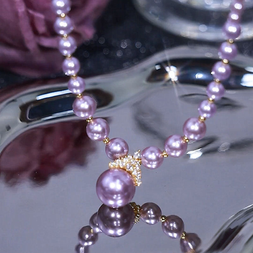 Diamond Pearl Crown Clavicle Necklace Set-Purple Qi Comes from the East, Fortune and Prosperity Necklace