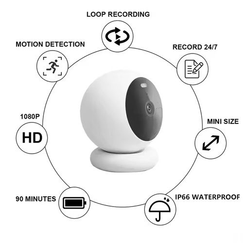 1080p IP Camera, Waterproof Wireless - Indoor Night Vision Security Camera