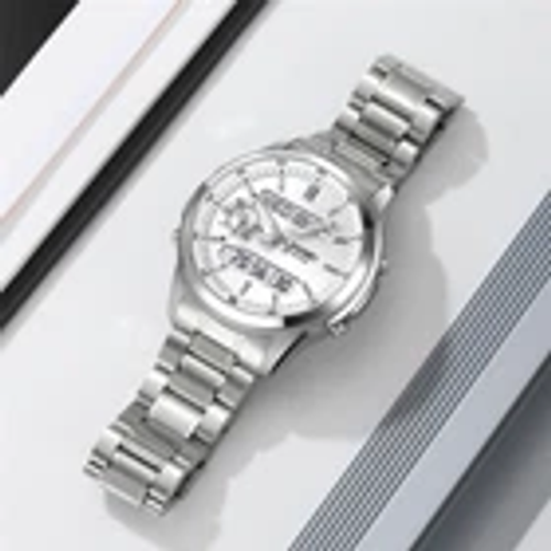 Dual Display Business Simple Men's Steel Band Watch