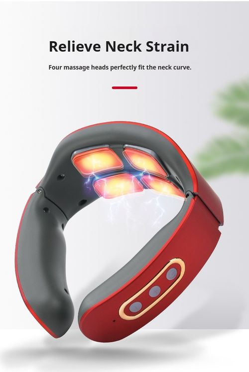 Neck Massager with Heat -Red Color, Electric Pulse Neck Massager for Pain Relief, Wireless Neckology Intelligent Massager