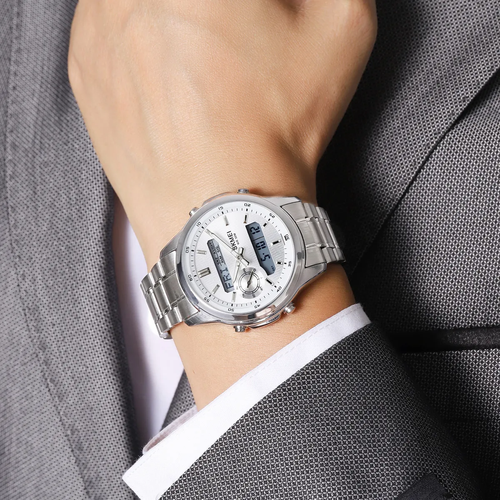 Dual Display Business Simple Men's Steel Band Watch