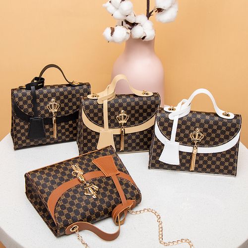 4 PCS Contrast Color Bag Cover Women's Shoulder Small Square Bag Cute Metal Crossbody Mobile Phone Coin Purse Chain Handbag