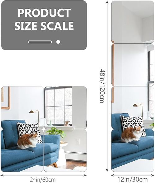 Flexible Mirror Sheets Self Adhesive Non Glass Mirror,Acrylic Mirrors for Wall,Mirror Tiles,Wall Mirror Full Length,Full Body Mirror,