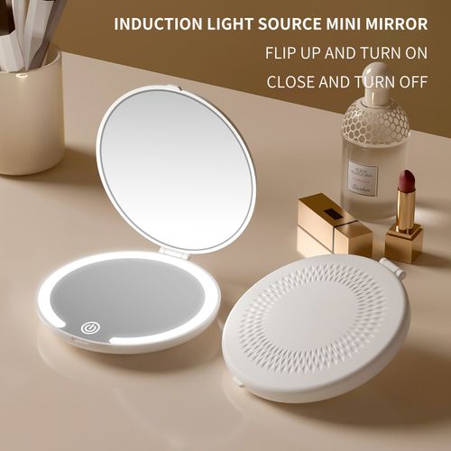 LED makeup mirror portable folding flip mirror portable makeup mirror charging travel mini mirror