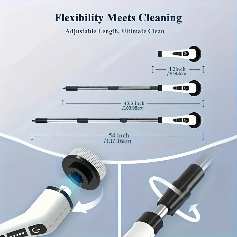 7-in-1 Electric Cleaning Brush, Electric Rotating Floor Brush, Cordless Electric Rotating Brush, with 7 Replaceable Brush Heads and Adjustable Telescopic Handle, Suitable for Floors, Bathrooms, Bathtubs, and Tiles