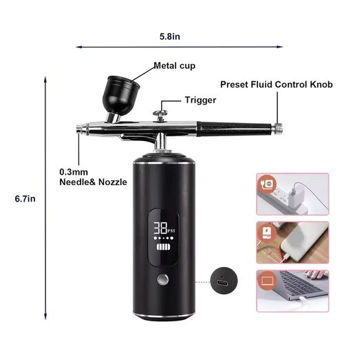 Airbrush Nail Portable Mini Air Brush With Compressor Kit for Nails Art Manicure Craft Pastry Cake Paint Nano Sprayer Gun 30psi
