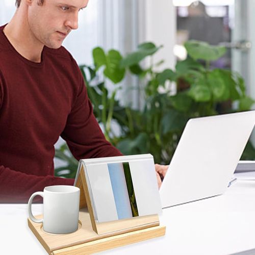 Wooden triangle bookshelf wooden bookshelf with cup holder small bookshelf reading gift