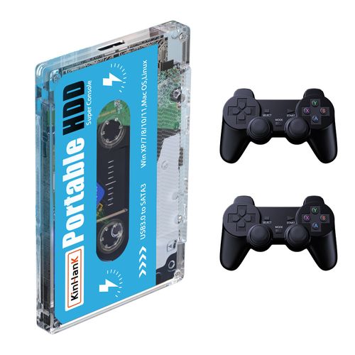 500GB Portable Retro Game Hard Drive, 55,000+ Games, Batocera 33 System, Compatible with 90+ Emulators,Supports PS3,PS2,PSP,DC,SS,WII,WIIU,Windows,Mac,PC