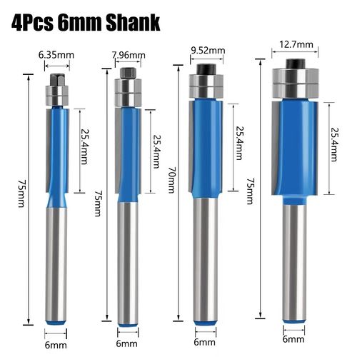 Blue 6mm Shank Router Bit with Tungsten Steel Blade for All Woodworking Needs